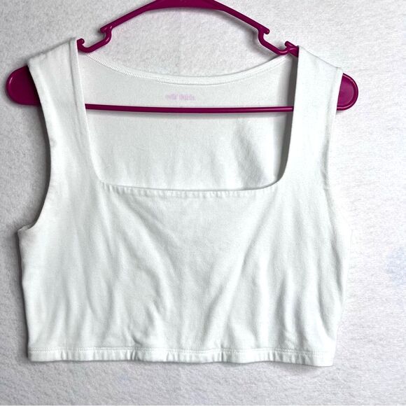 Wild Fable Woman’s White Square neck Sleeveless Crop Tank Sz M Y2K Girly fitness - Picture 2 of 7